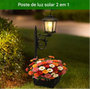 Vaso para Plantas com Poste de lâmpada solar