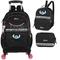 Kit Mochila Rodinhas Stitch Lancheira e Estojo